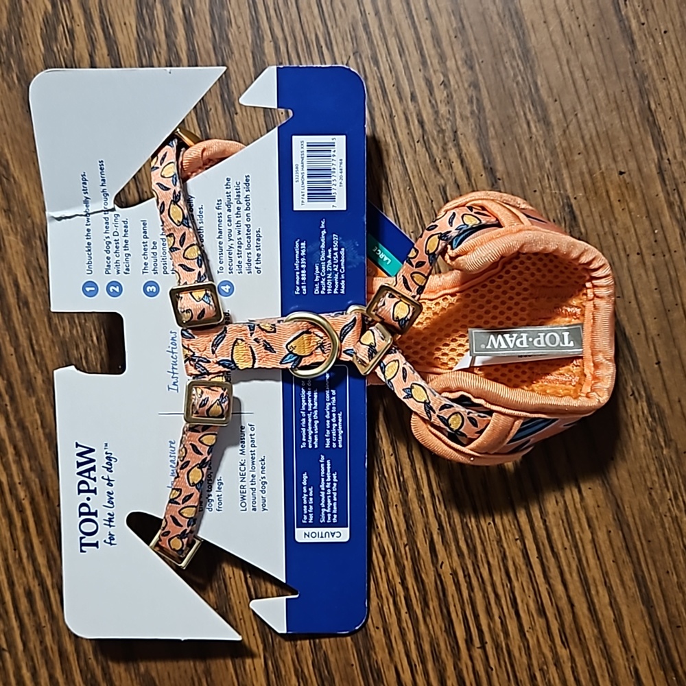 TOP-PAW Dog Walking Harness-Lemons-Adjustable Fashion Comfort-New-Sz XX-Small - Picture 2 of 7
